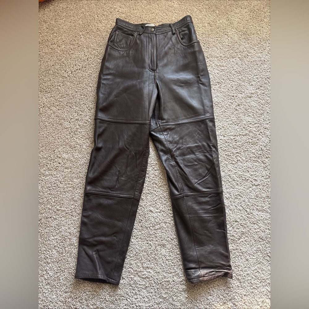 Valerie Steven Sports Women’s Brown 100% Leather Pants, Size 8